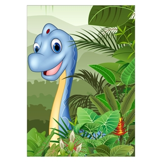 Kinderposter mit Langhals-Dinosaurier blau