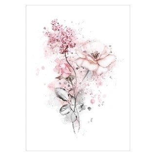 Poster mit feinen Aquarellblumen