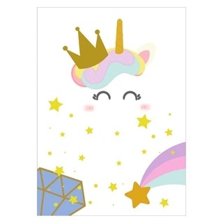 Poster mit dem süßesten Einhorn und Krone in wunderschönen Farben