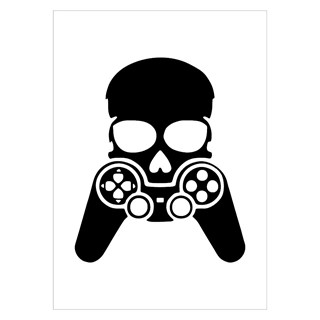 Poster mit Gamer-Controller mit Totenkopf