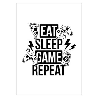 Poster mit dem Text Essen - Schlafen - Spiel - Energie repeat