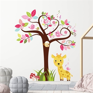 Bedruckte Wandtattoos mit Baum und Giraffe in sehr schönen Farben
