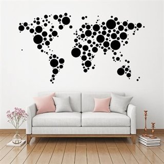 Wandtattoo Weltkarte mit Punkten