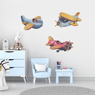 Vintage Flugzeuge in Aquarell im Retro-Look perfekt fürs Kinderzimmer und für die Kleinen mit Tempo im Leben