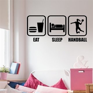 Wandtattoo mit dem Text Eat, sleep, Handball für Mädchen