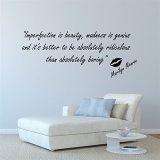 Imperfection is beauty - Wandsticker mit einem Zitat von Marilyn Monroe