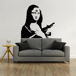 Mona Lisa mit einer AK47 des Künstlers Banksy.