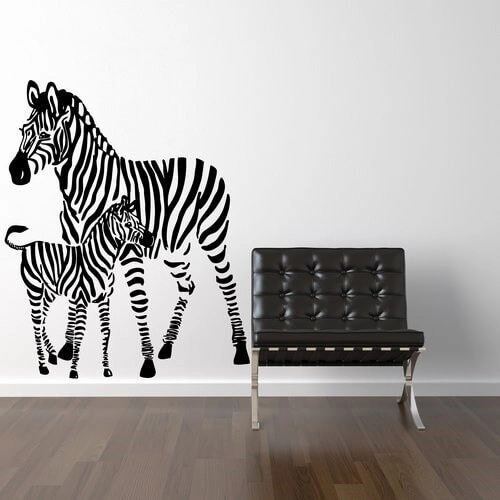 Wandsticker mit Zebra mit Fohlen