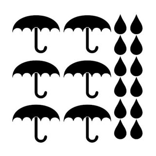 Wandaufkleber mit Regenschirmen und Tropfen