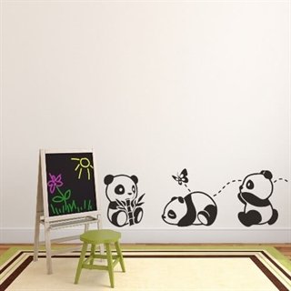 3 süße Pandas auf Wandtattoo