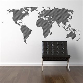 Wandaufkleber mit einer Weltkarte in Streifen