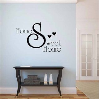 Wandsticker Text mit Home Sweet Home und 3 kleinen Herzen