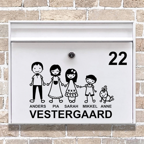 Briefkastenaufkleber mit Illustration von Familien- und Nutztieren