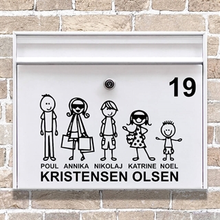 Briefkastenaufkleber mit niedlicher Illustration der ganzen Familie