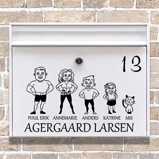 Briefkastenaufkleber mit lustiger Illustration der ganzen Familie