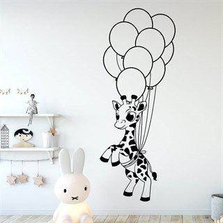 Wandaufkleber mit niedlichen Giraffen, die in Luftballons fliegen