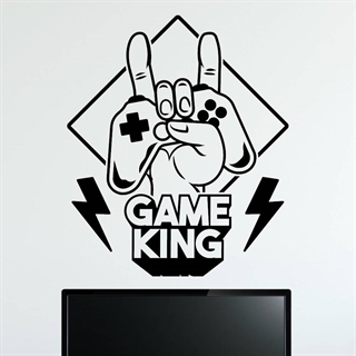Wandtattoo mit einer Hand, die einen Controller hält und dabei ein Victory-Zeichen macht. Unten ist der Text GAME KING.