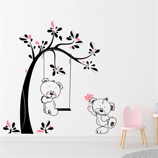Wandsticker Baum mit Teddybären rosa