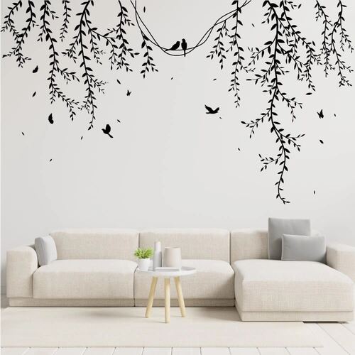 Schöner Ast mit Vogelsilhouette Wallsticker