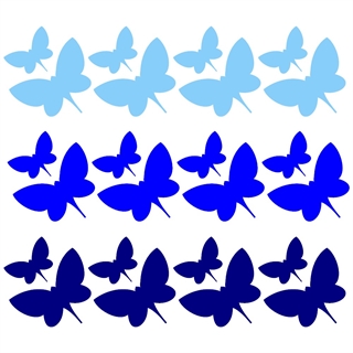 Wandsticker Schmetterlinge mehrfarbig in Blautönen und verschiedenen Größen