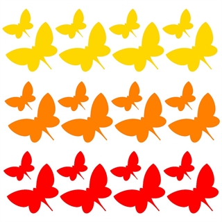 Wandsticker Schmetterlinge in gelben, orangen und roten Farben und verschiedenen Größen