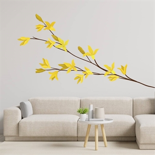 Zweig mit gelben Blumen - Wandaufkleber