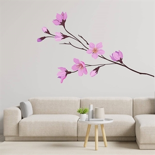 Zweig mit lila Blumen - Wandaufkleber