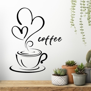 Wandtattoo mit Blume Kaffeetasse mit dem Text "Coffee"
