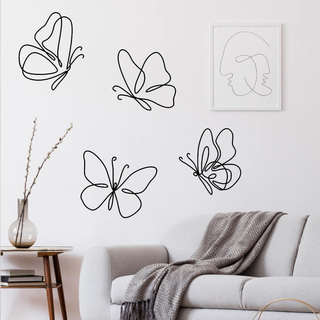 Schöne gezeichnete Linien-Schmetterlings-Wandaufkleber