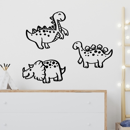 Handgezeichnete Illustrationen mit Dinosaurier-Wandaufklebern