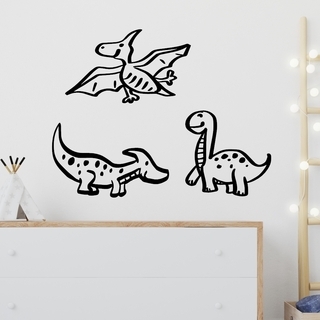 Handgezeichnete Illustrationen, Set mit 3 Dinosaurier-Wandaufklebern
