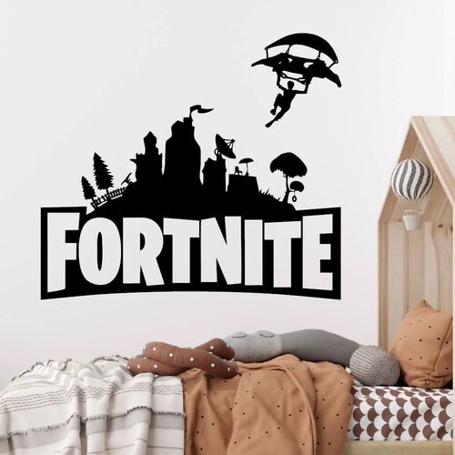 Fortnite Stadt mit Fallschirm-Wandaufkleber