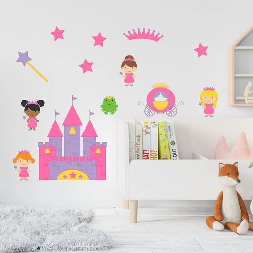 Printet wallstickers med meget flotte og søde prinsesser. 