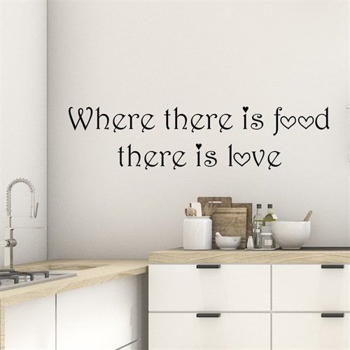 Wandsticker mit englischem Text - Wo Essen ist, ist Love