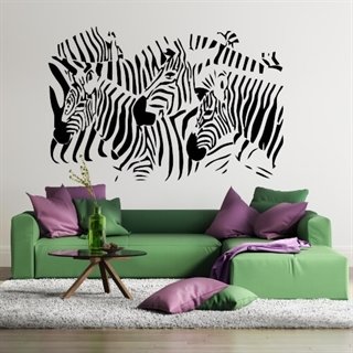 Schöner Wandaufkleber mit Zebraköpfen - Sehr moderner Wandaufkleber